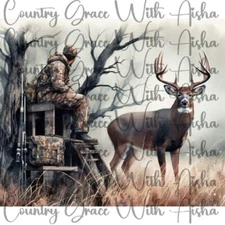 20oz Skinny Tumbler Sublimation Transfer Highland Deer Hunting Ready To Press