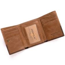 Fashion Genuine Leather Wallet Men's Trifold Purse Credit Card Holder Money Clip