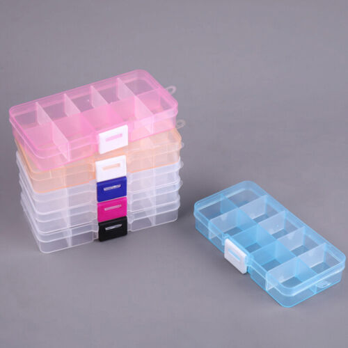 10 Slots Plastic Storage Jewelry Box Compartment Adjustable Container For Bea ny - Afbeelding 1 van 18