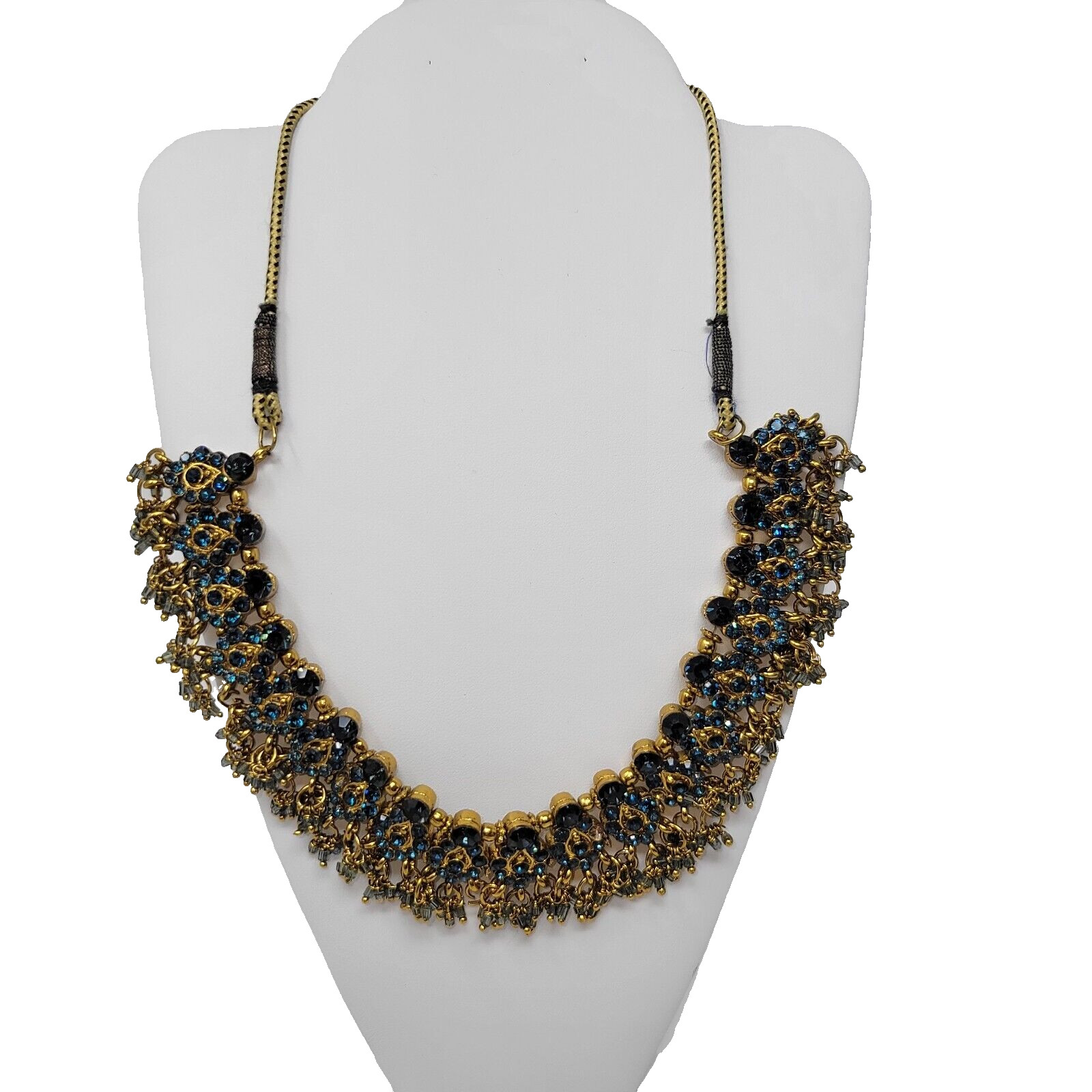Stunning Blue Rhinestone Statement Boho Style Nec… - image 8