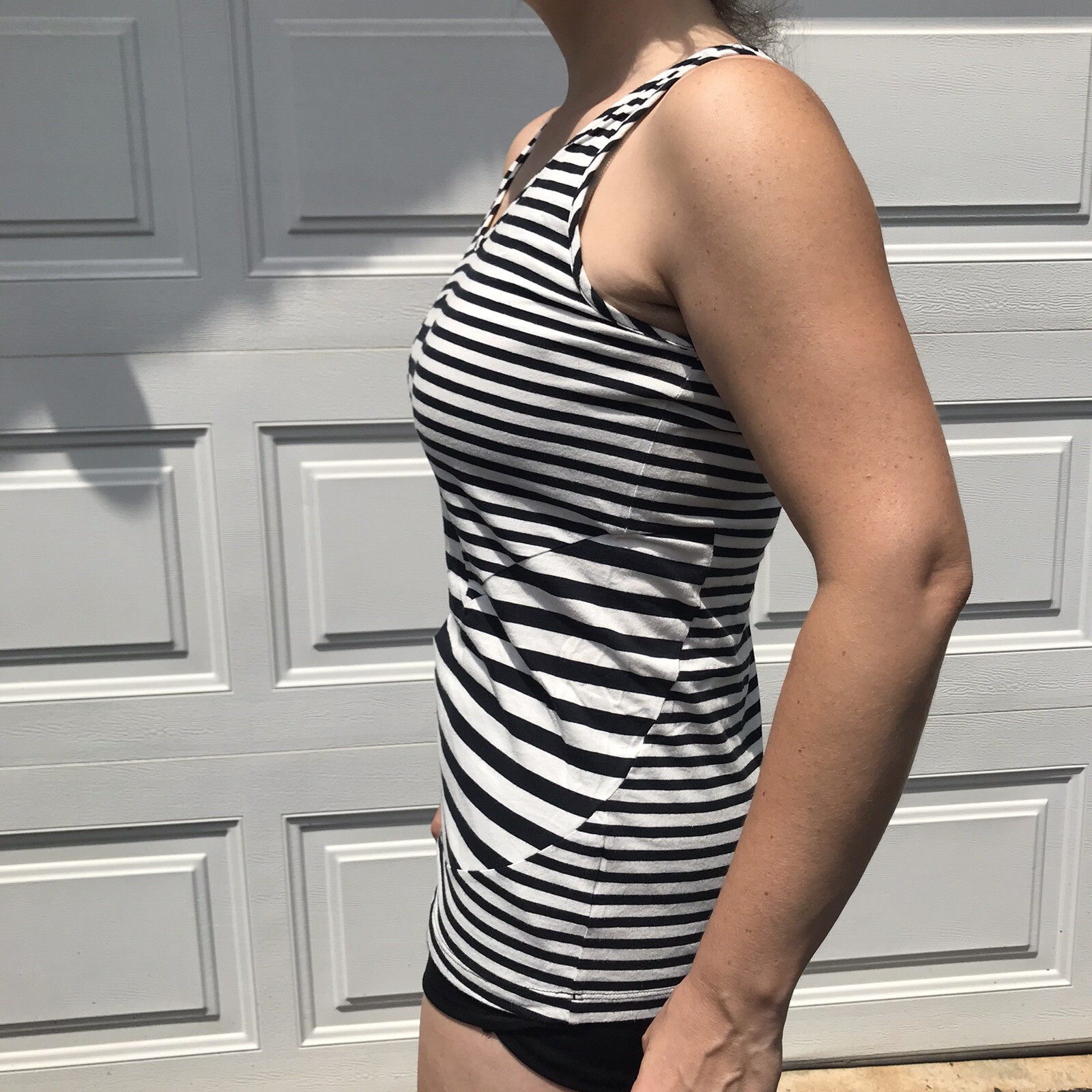 Adidas Full Bleed Wrap Stripes Tank Top Black & White M Cotton Health Goth thumbnail 2