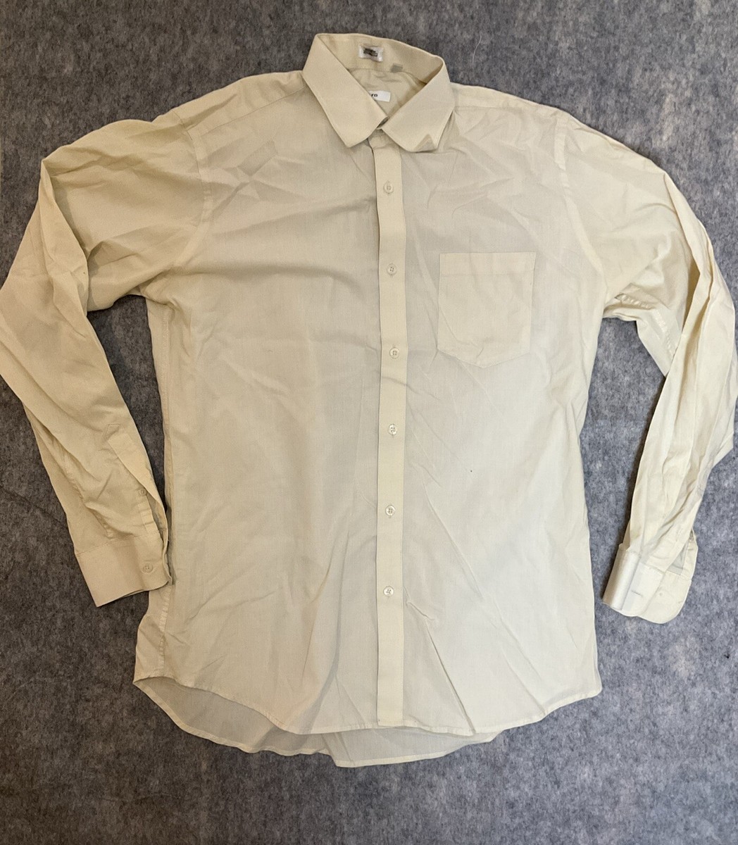 Mens Adolfo Casual Button Up Shirt 16.5 34/35 L Beige