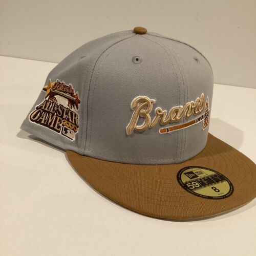 Atlanta Braves New Era 59FIFTY Autumn Storm Gray Tan All Star Hat Cap Size 8 - Picture 1 of 5