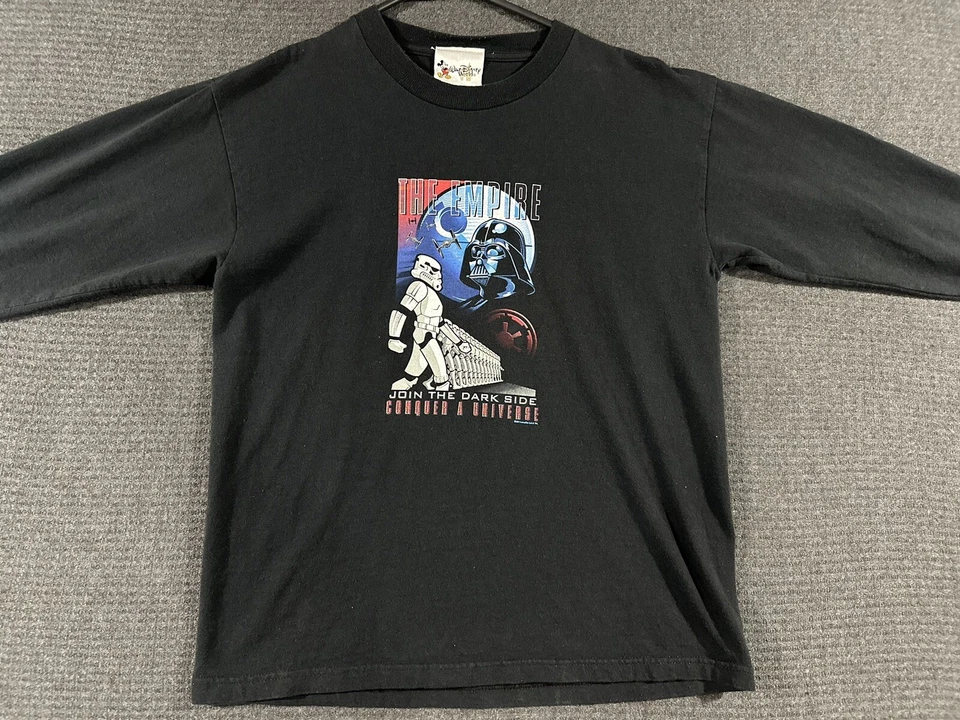 Vtg Disney World Star Wars Dark Side Shirt Youth Large Long Sleeve Vader 2001 - Image 2 of 4