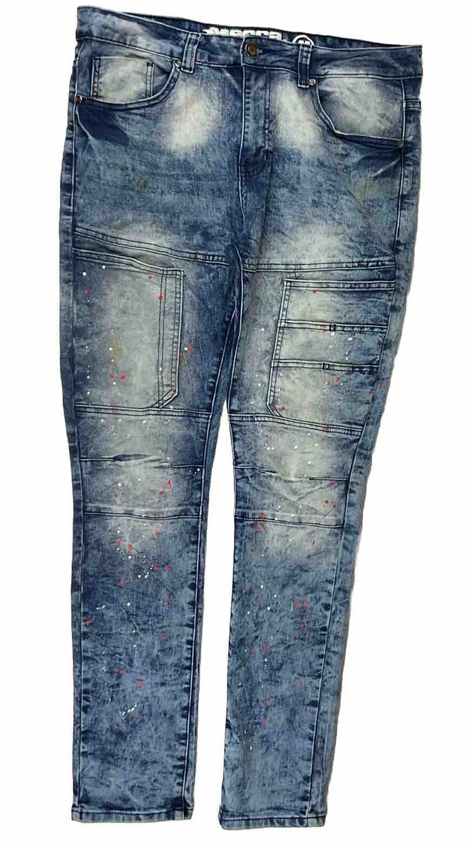 Mecca Stretch Fit Slim Paint Splatter Jeans Size 34 Distressed Patina  Skinny Leg
