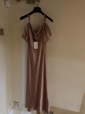 Ted Baker Dusky Pink Esta Cold Shoulder Cowl Front Midi Slip