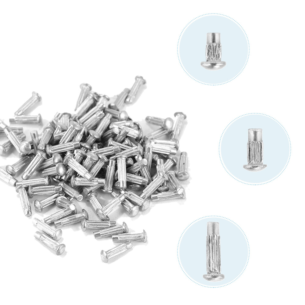 1500 Pcs Knurled Rivets Alloy Rivets Silver Rivets Fabric Semicircular