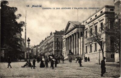 CPA Espagne Madrid - Carrera de San Jeronimo y Palacio del Congreso (282415)