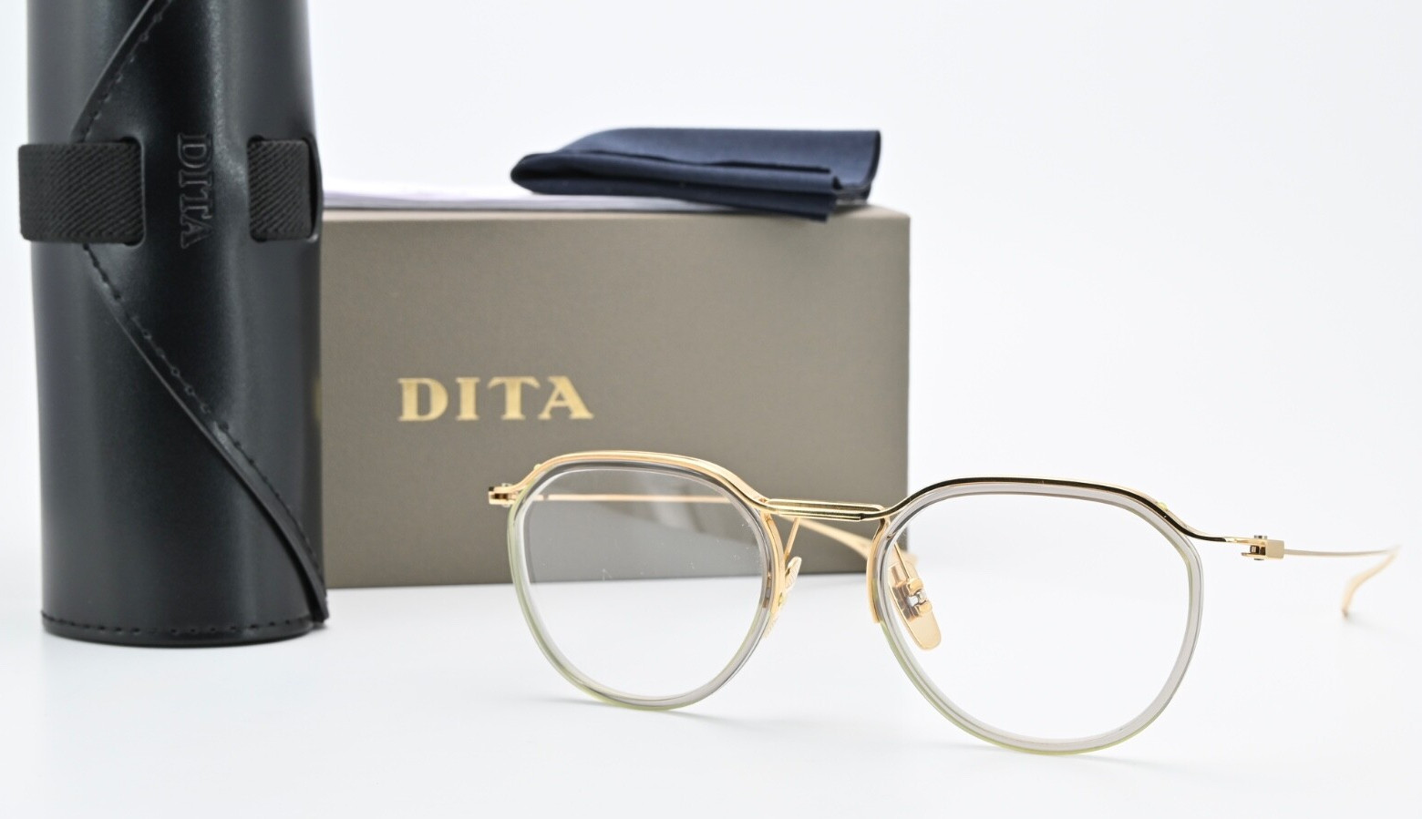 Вторая схема DITA Brille DTX131 49 01 GLD GRY Glanz Gold Panto Titan Luxus Medium