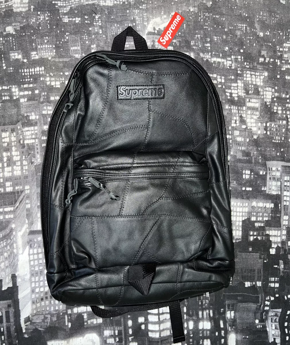 Supreme Patchwork Leather Backpack Black!!FW19!!BNWT!100% Authentic!!Super  Rare!