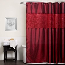 Lush Decor Maria Shower Curtain Fabric Shimmery Solid Color Design Bathroom, 72