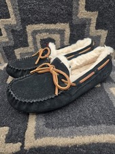 UGG Dakota Womens Black Suede Slippers With Leather Laces Size 6