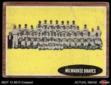 1962 Topps #158 Braves Team Normal Tint COMMON VARIATION 1 - POOR