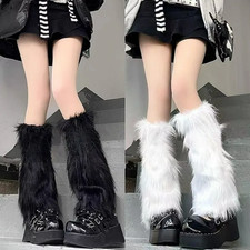Faux Fur Plush Leg Warmers Women Winter Knee High Thermal Long Socks