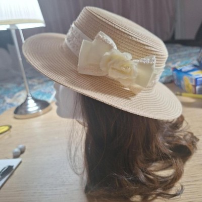   Innocent World Straw Hat with Ivory Lace & Rose   