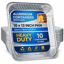 eMKay&reg; 10 Heavy Duty Foil Aluminium Tray 12" x 10" Baking Cooking Roasting Meal