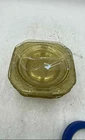 Vintage Amber Yellow Depression Glass Square Shaped Dinner Plates Lot Of 11