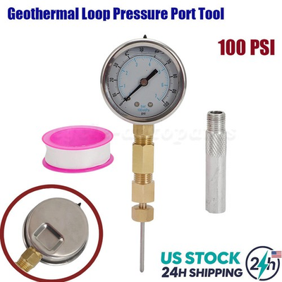 #ad Geothermal Loop Pressure Port Tool 100 Psi For Gauge W Protector Geo Needle Tool $32.39