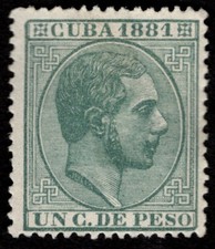  1cuba1 1881 SG91 1c grey-green LH Mint