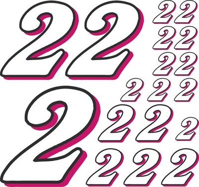 White-Black/Blush Number 2's Racing Vinyl Decal Sheet 1/16-1/8th tamiyaxialxmaxx