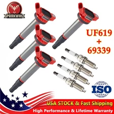 4Pack Heavy Duty Ignition Coil Iridium Spark Plug For Toyota Corolla Prius UF596