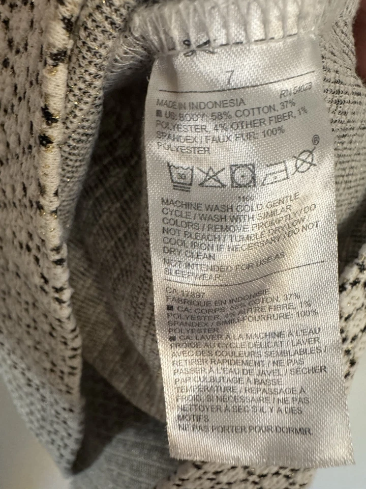 Janie and Jack Holiday Dress Size 7 Geo Faux Fur Collared Black & White Tweed - Image 4 of 4