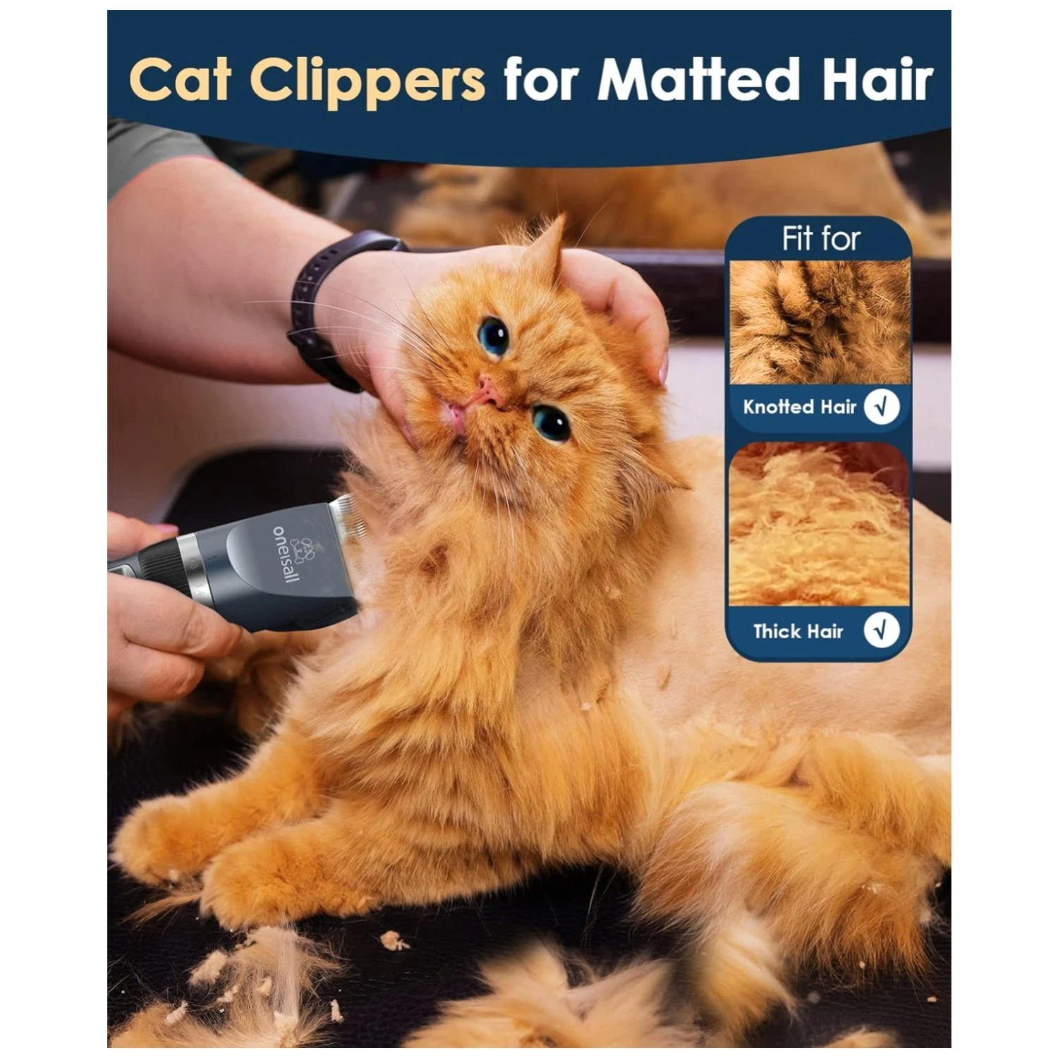 Quiet Cordless Cat Clippers for Matted Hair