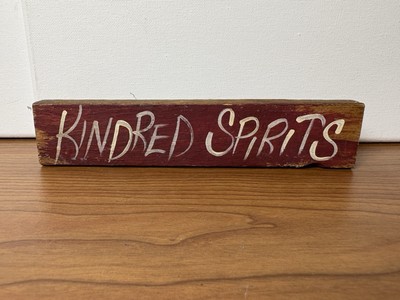 Kindred Spirits Red Wooden Block Decor 7.5  Rustic Primitive Style