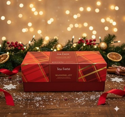 New Tea Forte Warming Joy Gift Set Holiday Spice Tea Sampler with 10 Pyramid Tea