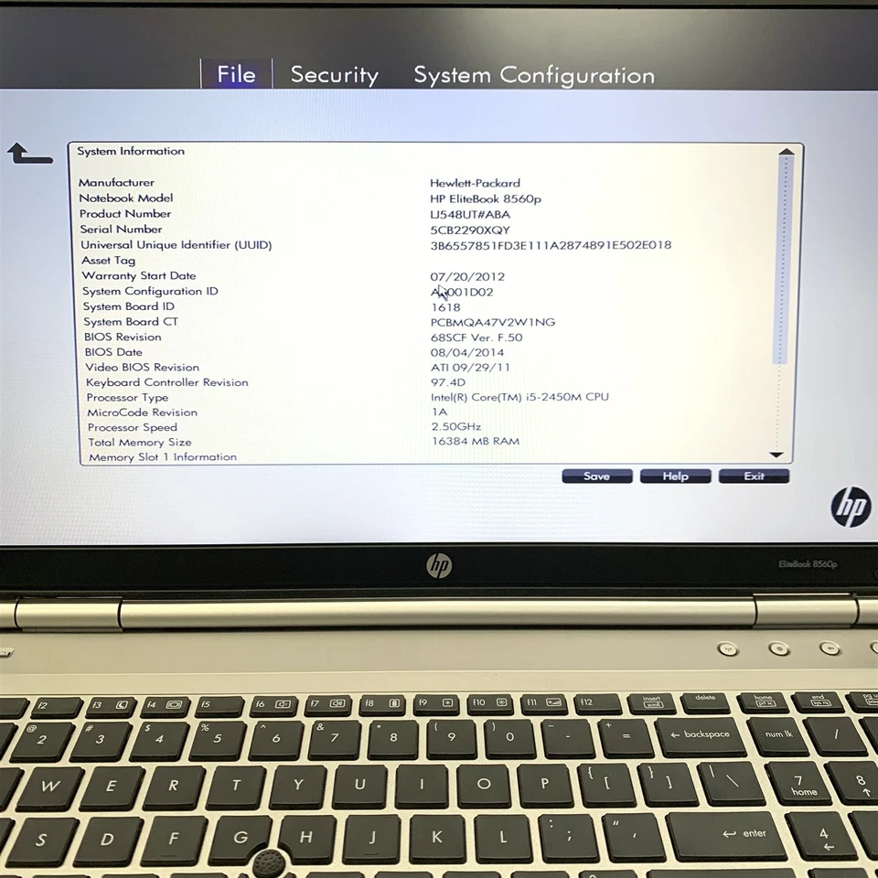 HP Elitebook 8560p 15.5" FHD Intel i5-2450M 2.50 GHz 16GB 256GB Bad Batt No OS - Image 2 of 4