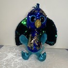 TY Flipables Peacock Teal Plush Glitter Eyes Stuffed Animal 10 Tyson NWT — photo 1