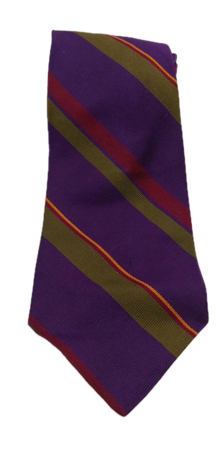 Chaps Ralph Lauren Necktie Purple Green Striped Men's 100% Silk