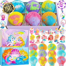 Shell Bath Bombs for Girls – 12 Pack Child-Safe Aromatherapy Bath Bombs with 20