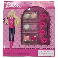 Little Girls Barbie Beauty Lip Gloss Cosmetic Set Make-up, Hair Clips Makeup