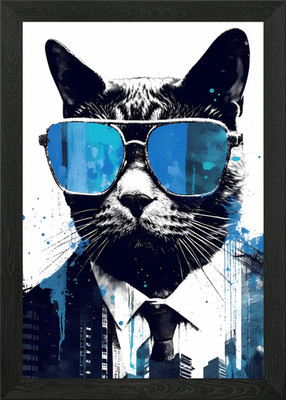 Katze im stilvollen Stadtbild Gerahmtes Wandbild Poster Leinwanddruck Bild