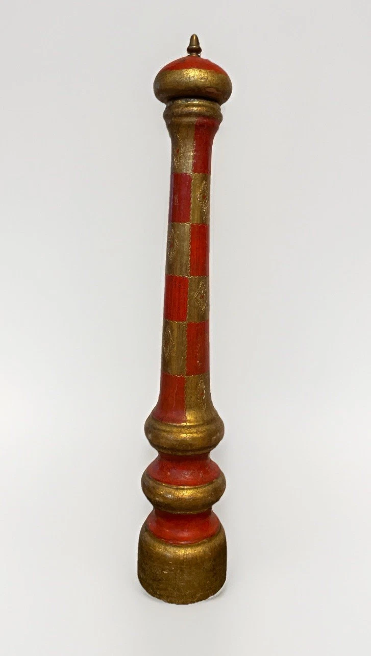 Vintage 21” Florentine Wooden Pepper Mill Grinder Italy Red Gold Made Florence