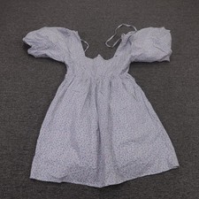MABLE Dress Womens Medium Blue Floral Puff Sleeve Sweetheart Sundress Smocked