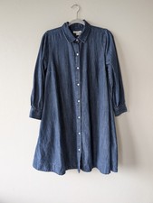 Free Assembly Blue Denim Button-Front Shirt Dress A-Line Size M Collared Cotton
