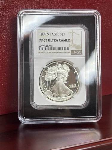 Photo of a 1989-S American Silver Eagle Proof from an eBay listing that sold on Jul 18, 2026