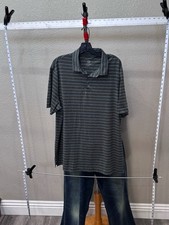 Champion Gray Blue Stripe POLO SHIRT XL Extra Large