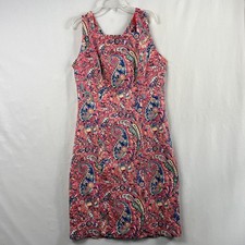 Talbots Sheath Dress Womens 6 Square Neck Textured Open Bow Tie Back Pink Beach