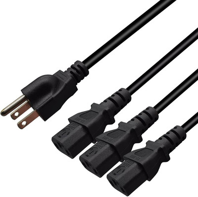 Computer Power Splitter Cord, NEMA 5-15P to 3X C13 - C13 Y-Cable, Power Cord Y S