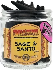 Wild Berry Sage & Santo Backflow Incense Cones [25 Cones Per Pack - Black]