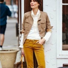 Cabi Penny Herringbone Fleck brown button front blazer jacket size Large 3170