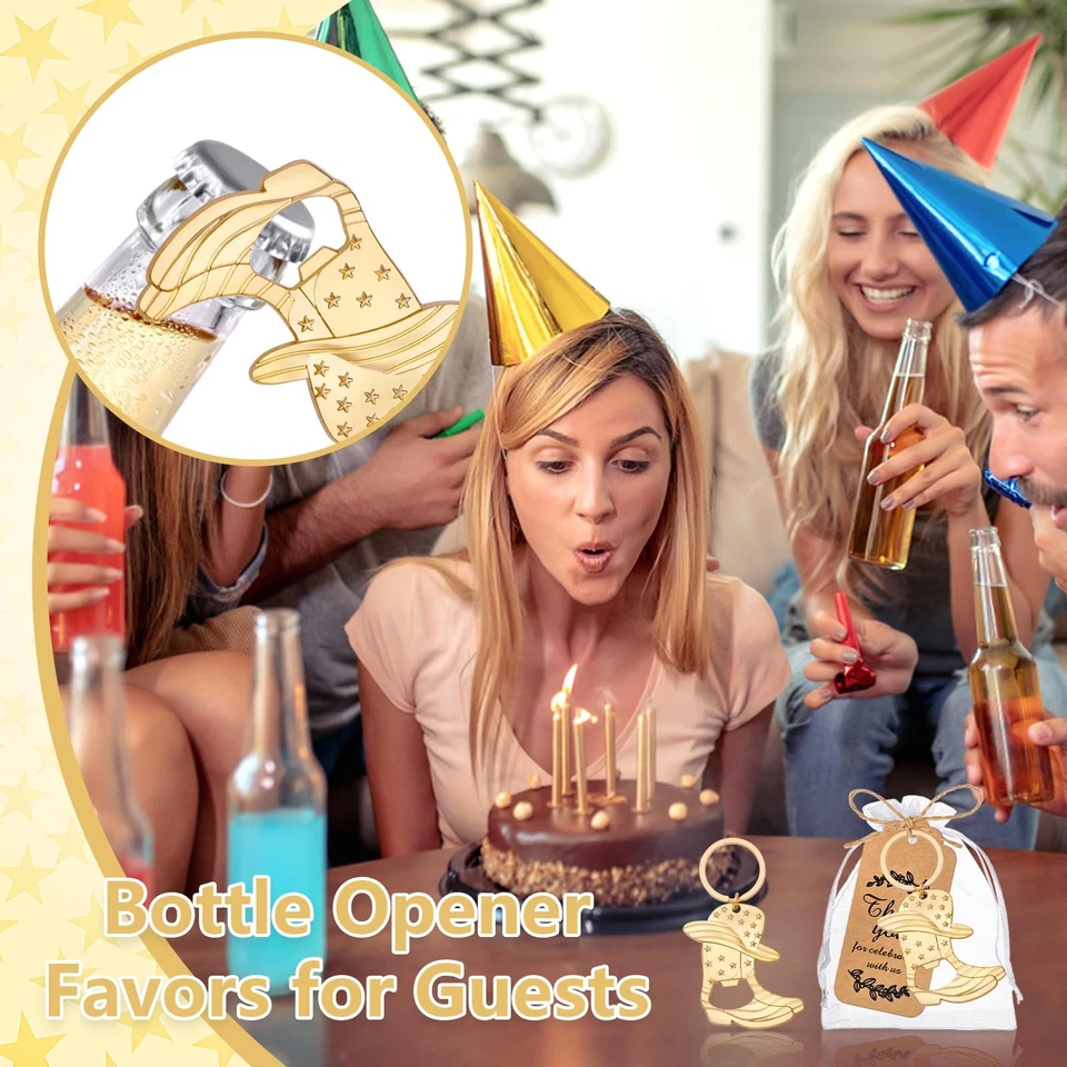 Cowboy Boot Bottle Opener Keychains 50pcs Baby Shower Wedding Quinceañera Par... - Изображение 3 из 4