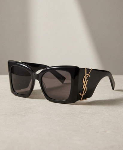 Saint Laurent SL M119 BLAZE 001 Black Gold YSL Logo Cat Eye Sunglasses