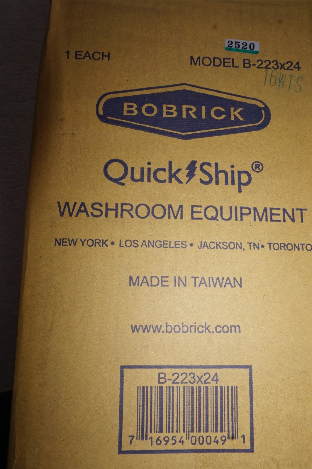 Bobrick Grab Bar Kit, 2 42" Bars, 1 36" Bar, 2 18" Bars, 2 B6727 Coat Hook, New