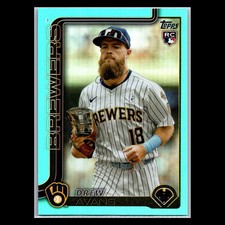 2025 Topps Update Series #US92 Drew Avans Rookie Aqua Rainbow Foil (RC)