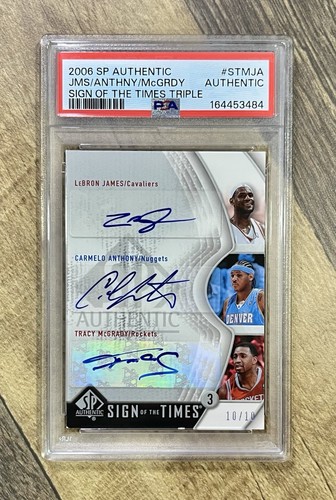 2006 SP Authentic LeBron James Carmelo Anthony McGrady Auto /10 PSA Authentic