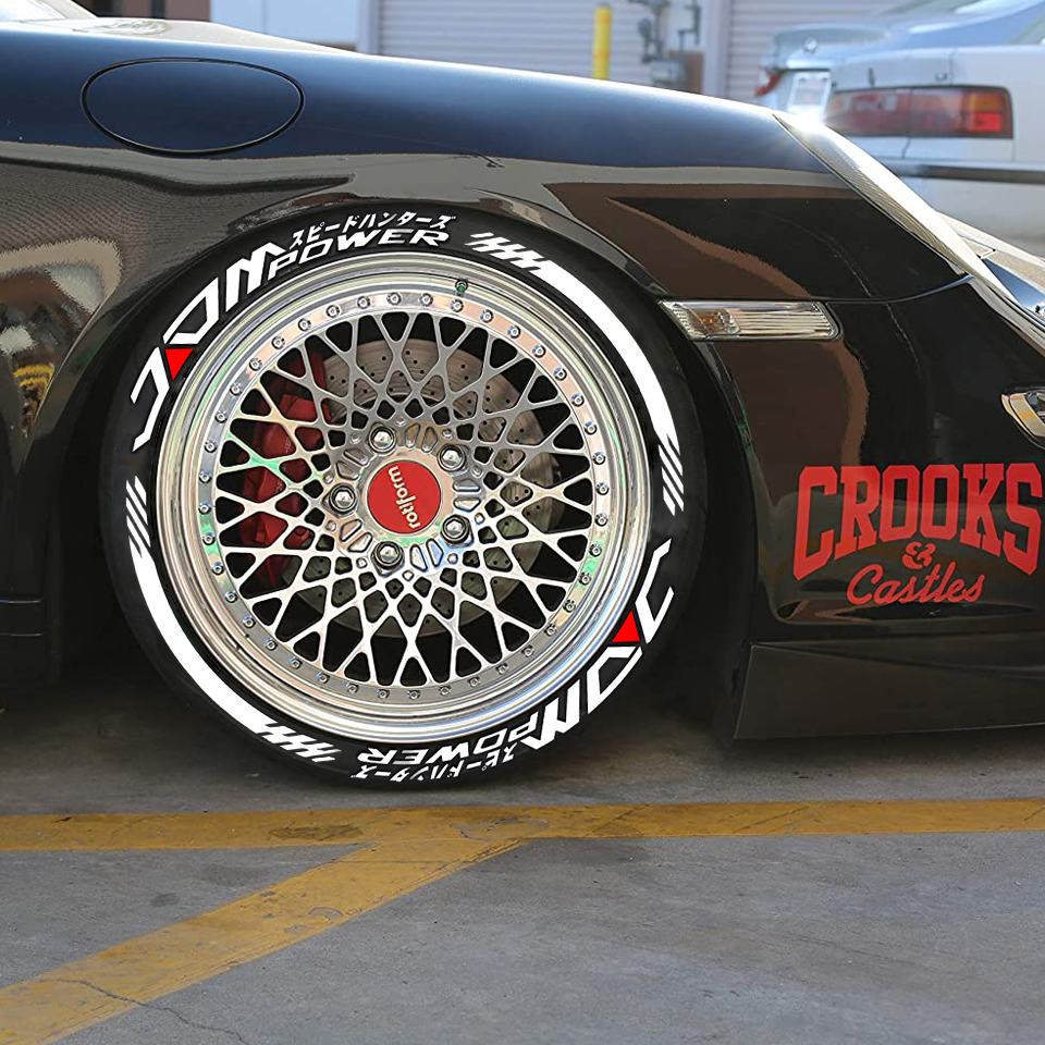 Permanent JDM Tire Lettering Sticker 1.25'' for 15''-24'' Wheels 8 Kits ...